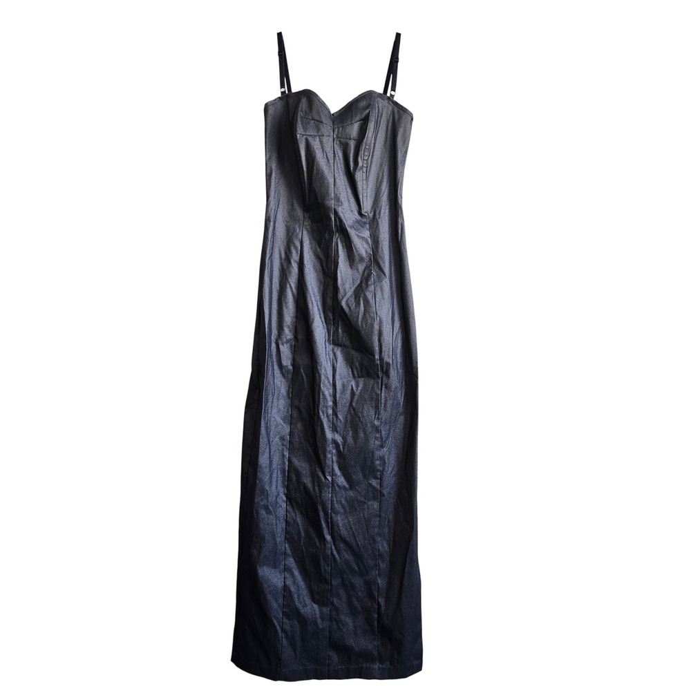 Zum Zum 5-6 Maxi Dress Metallic Gray Excellent‎ Vintage 90s Sequin Lace Trim